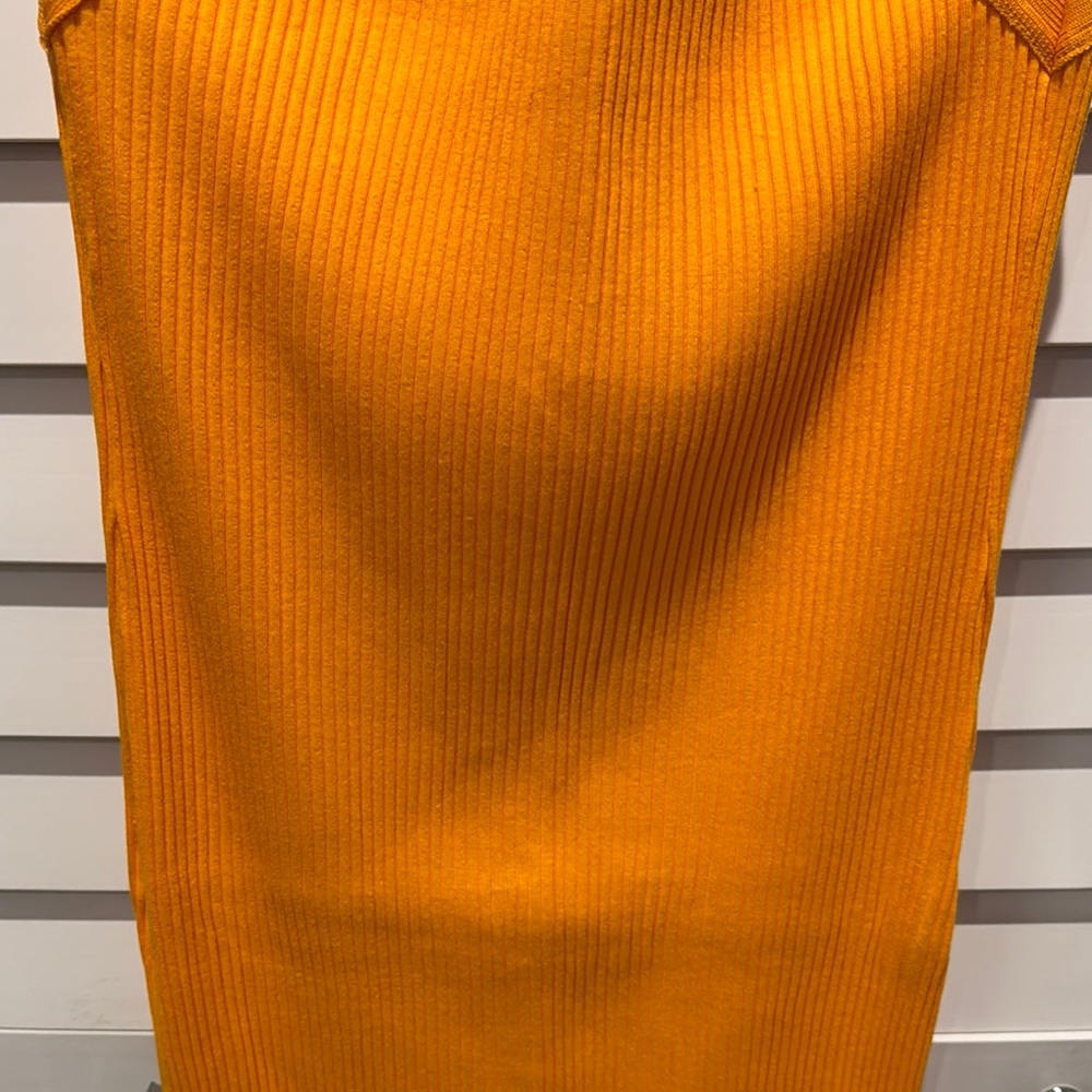 Zara NWT Orange ribbed Halter Sheath Midi Dress, very stretchy. - Picture 4 of 7